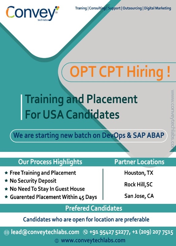 Free Training &amp; Placement For USA Candidates 